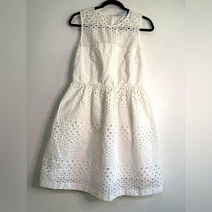 Cynthia Rowley White Eyelet Sleeveless Dress, 100% cotton, fully lined. Sz 8.